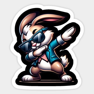 Dabbing Easter Bunny Sticker